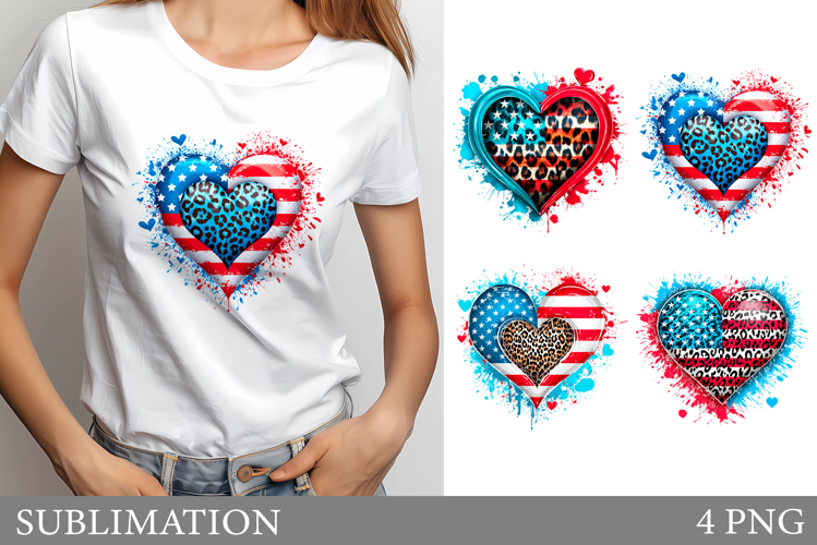 Patriotic Heart Sublimation. Patriotic Heart T-Shirt Design