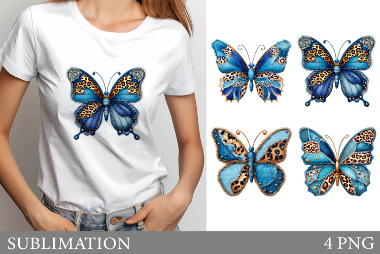 Denim Butterfly Sublimation. Denim Butterfly T-Shirt Design
