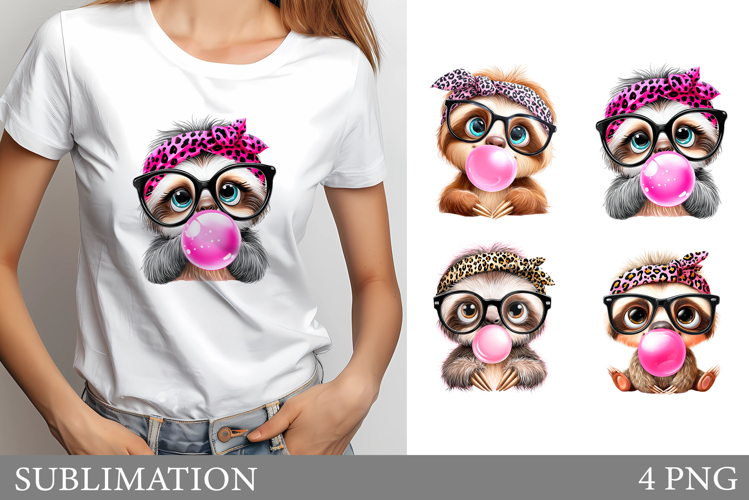 Cute Sloth Sublimation. Funny Sloth T-Shirt Design