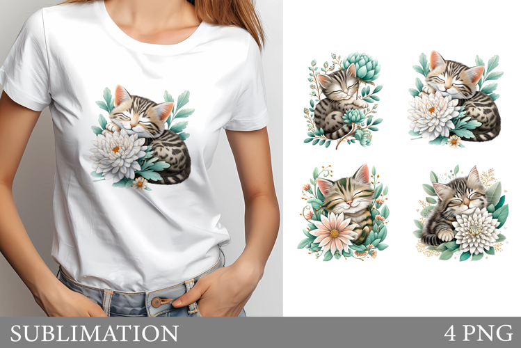 Cute Cat Sublimation. Cute Cat T-Shirt Design