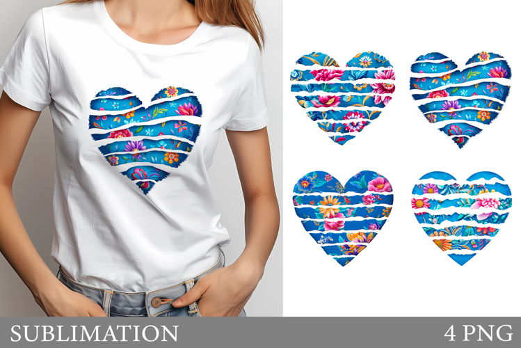 Floral Heart T-Shirt Design. Floral Heart Sublimation