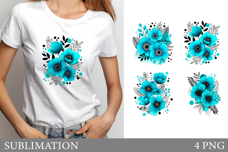 Flowers T-Shirt Design. Flowers Sublimation example image 1
