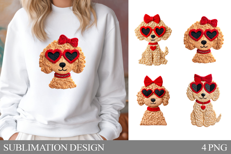 Yarn Crochet Dog Valentines. Crochet Dog T-Shirt Sublimation