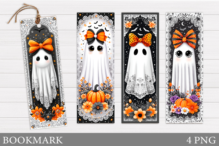 Cute Ghost Bookmark Design. Halloween Bookmark Printable