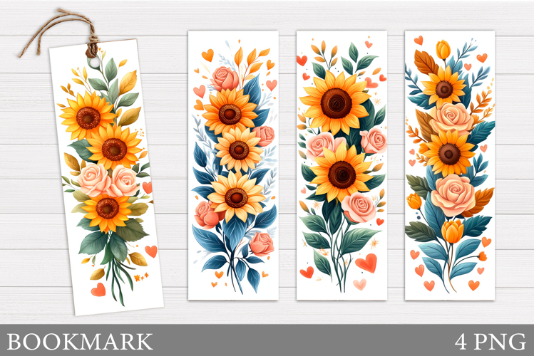 Sunflowers Bookmark Design. Flowers Bookmark Sublimation