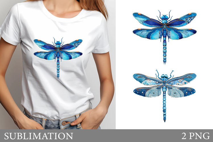 Denim Dragonfly T-Shirt Design. Denim Dragonfly Sublimation