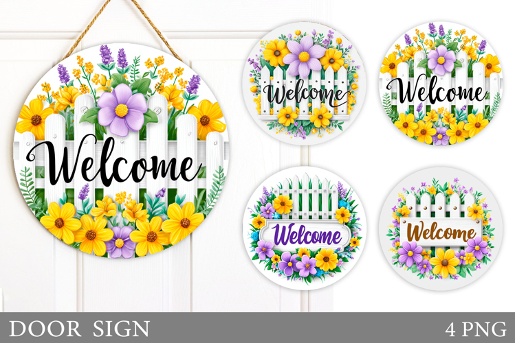 Spring Flowers Door Sign. Spring Door Sign Sublimation