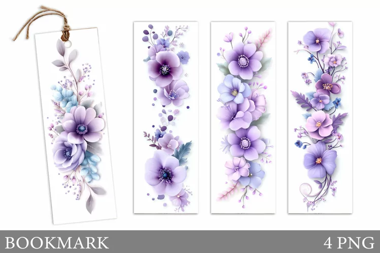 Flowers Bookmark Sublimation. Floral Bookmark Design