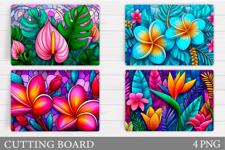 Tropical Flowers Cutting Board. Floral Cutting Board Design