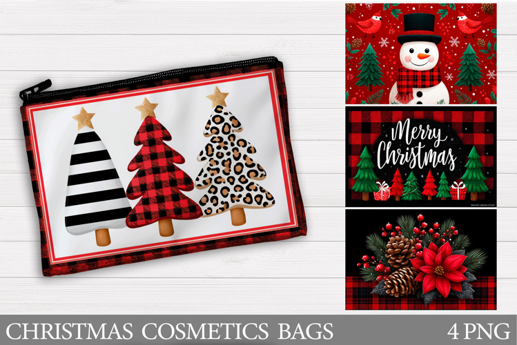 Merry Christmas Cosmetics Bag. Christmas Tree Makeup Bag