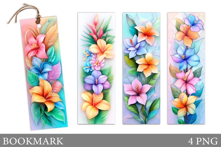 Floral Bookmark Design. Flowers Bookmark Sublimation