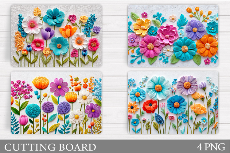 Wildflowers Cutting Board. Floral Cutting Board Sublimation
