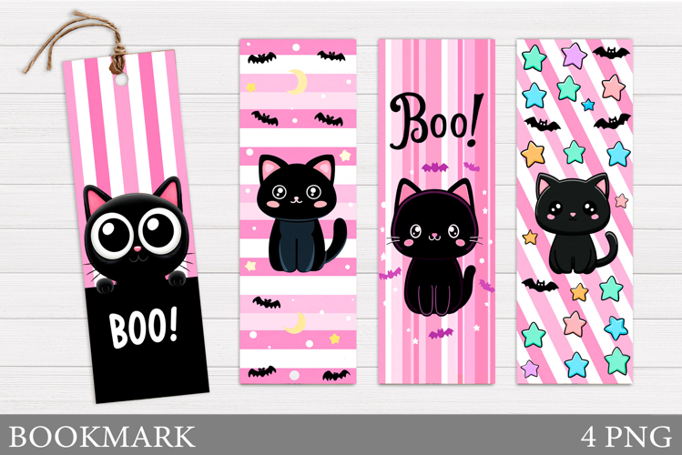 Halloween Cat Bookmark Design. Cute Halloween Bookmark