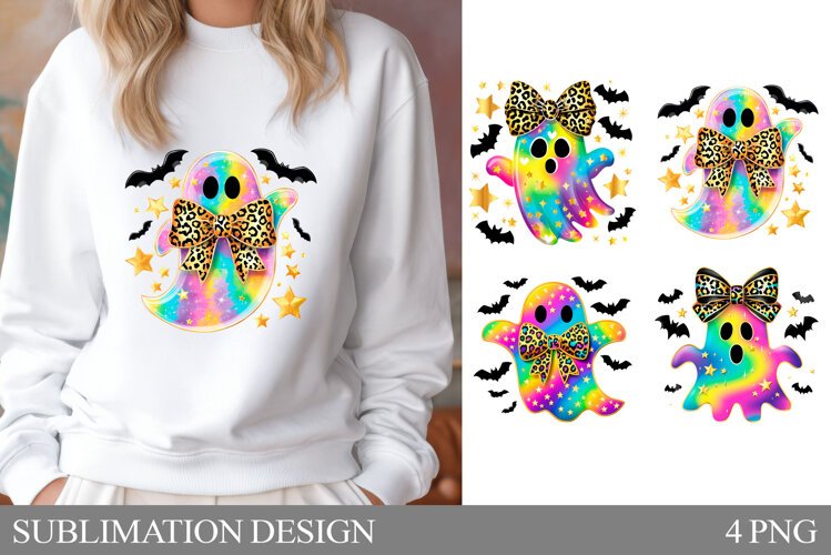Halloween Ghost T-Shirt Design. Cute Ghost Sublimation example image 1