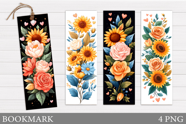 Roses Bookmark Design. Sunflowers Bookmark Sublimation
