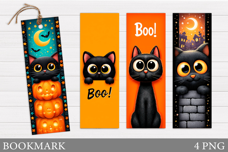 Halloween Cat Bookmark Design. Cute Halloween Bookmark