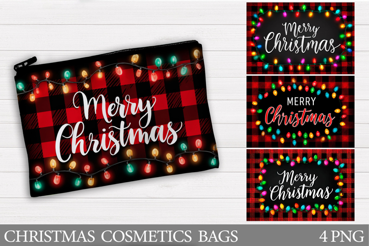 Merry Christmas Cosmetics Bag. Christmas Makeup Bag Design