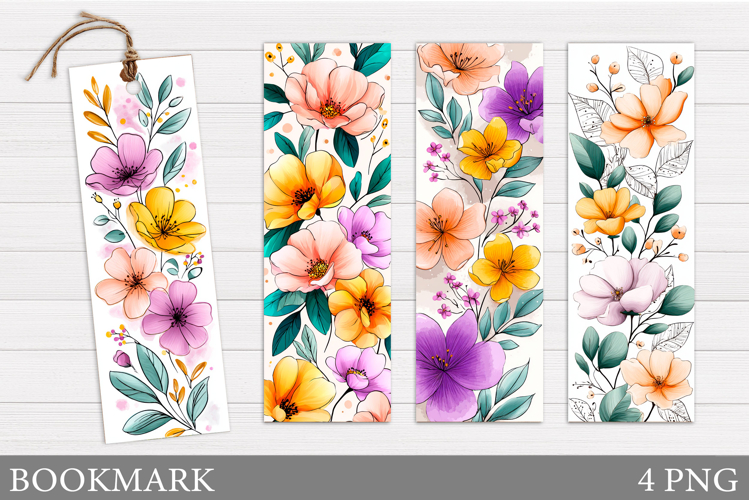 Flowers Bookmark Sublimation. Floral Bookmark Design