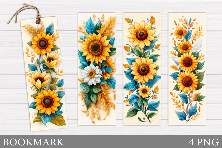 Sunflowers Bookmark Design. Flowers Bookmark Sublimation