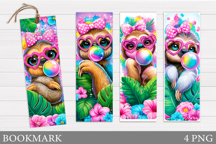 Cute Sloth Bookmark Printable. Summer Bookmark Design example image 1