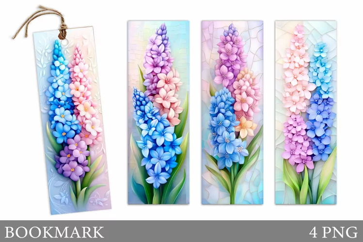 Hyacinths Bookmark Design. Flowers Bookmark Sublimation