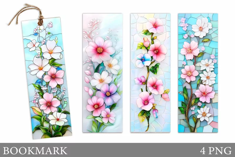 Flowers Bookmark Design. Floral Bookmark Sublimation