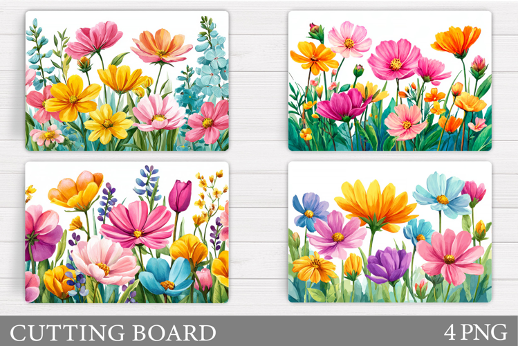 Wildflowers Cutting Board. Flowers Cutting Board Sublimation
