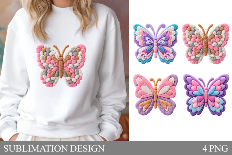 Yarn Butterfly T-Shirt Design. Crochet Butterfly Sublimation