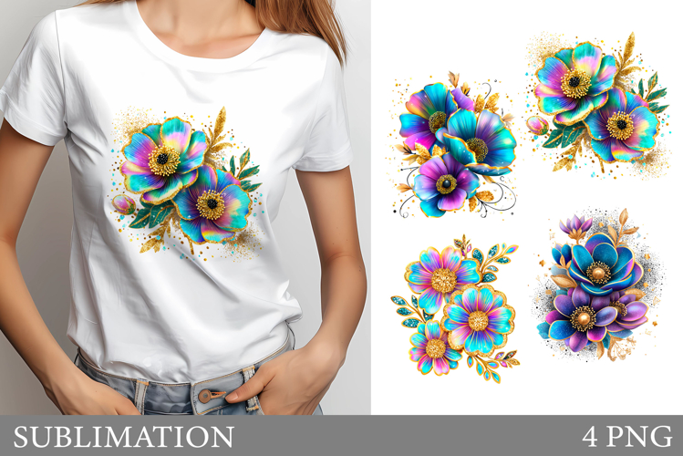 Flowers T-Shirt Design. Flowers Sublimation