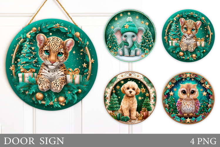 Christmas Animals Door Sign. Christmas Door Sign Design