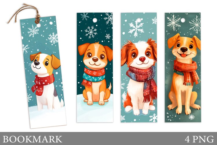 Christmas Dog Bookmark. Christmas Bookmark Sublimation