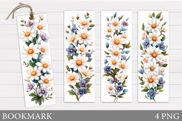 Daisy Flowers Bookmark. Floral Bookmark Sublimation