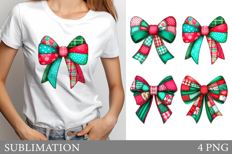 Christmas Bow Sublimation. Christmas Bow T-Shirt Design