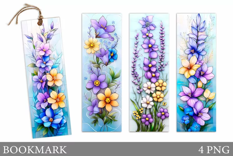 Flowers Bookmark Design. 3D Flowers Bookmark Sublimation