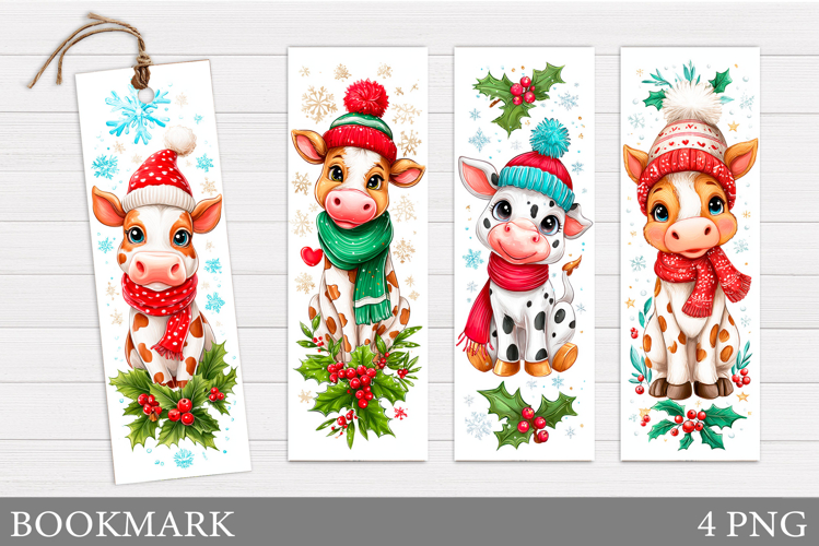 Christmas Cow Bookmark. Christmas Bookmark Sublimation