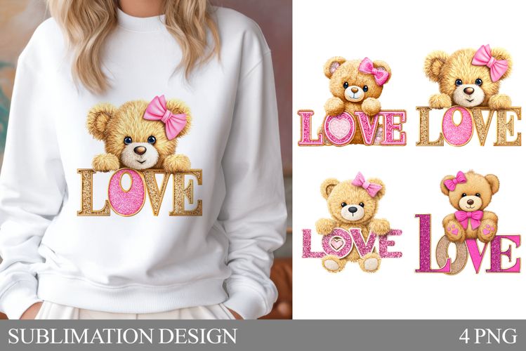 Valentines Bear Sublimation. Valentines Bear T-Shirt Design
