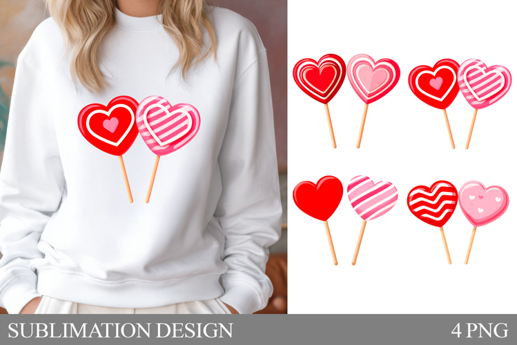 Heart Lollipop Sublimation. Valentine Heart T-Shirt Design