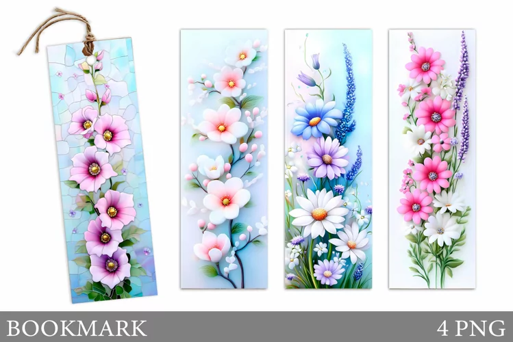 Floral Bookmark Design. Flowers Bookmark Sublimation