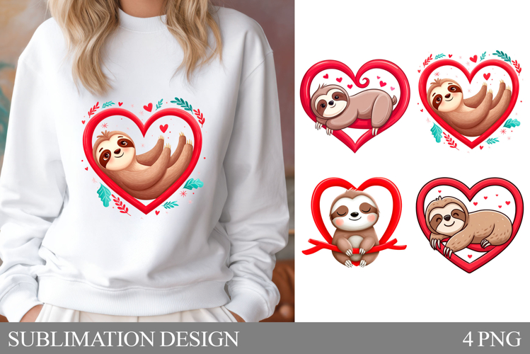 Valentines Sloth T-Shirt Design. Valentine Sloth Sublimation