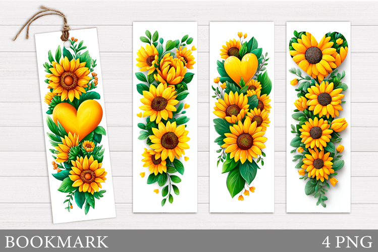 Sunflowers Bookmark Design. Flowers Bookmark Sublimation