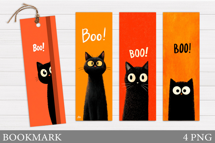 Halloween Cat Bookmark Design. Cute Halloween Bookmark
