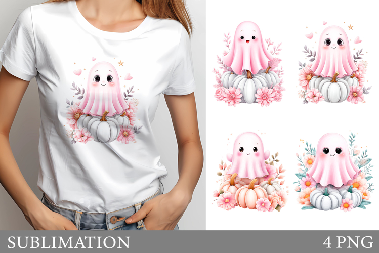 Cute Ghost T-Shirt Design. Ghost Halloween Sublimation