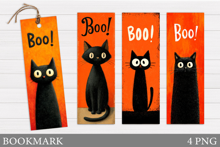 Halloween Cat Bookmark Design. Cute Halloween Bookmark