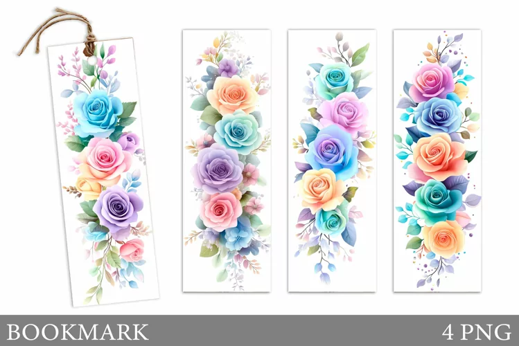 Roses Bookmark Design. Flowers Bookmark Sublimation