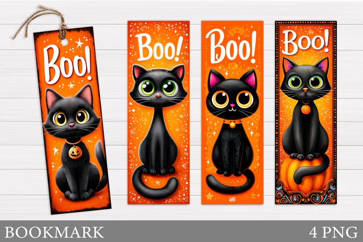 Halloween Cat Bookmark Design. Cute Halloween Bookmark