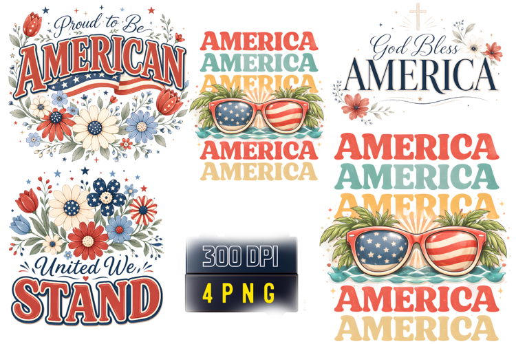 Patriotic Floral PNG, America Sublimation Design,4th of july