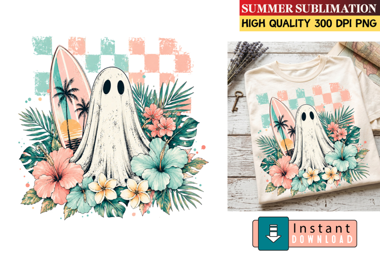 Summer Sublimation png,Beach Clipart png,Summer Boo Ghost
