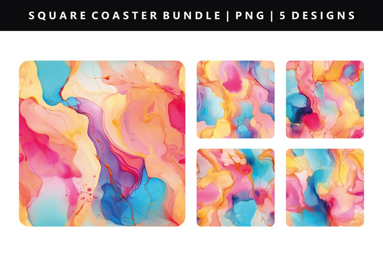 Alcohol Ink Square Coaster Design | Square Coaster PNG