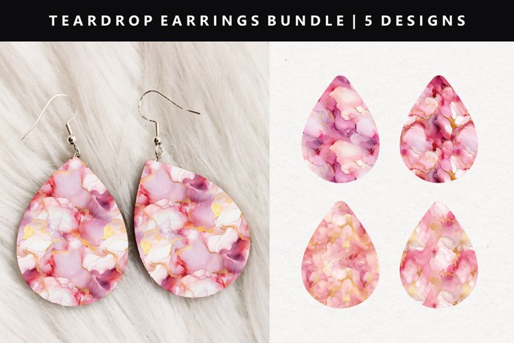 Alcohol Ink Teardrop Earring Sublimation PNG Design