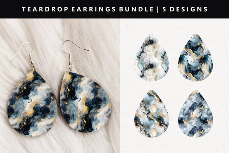 Alcohol Ink Teardrop Earring Sublimation PNG Design